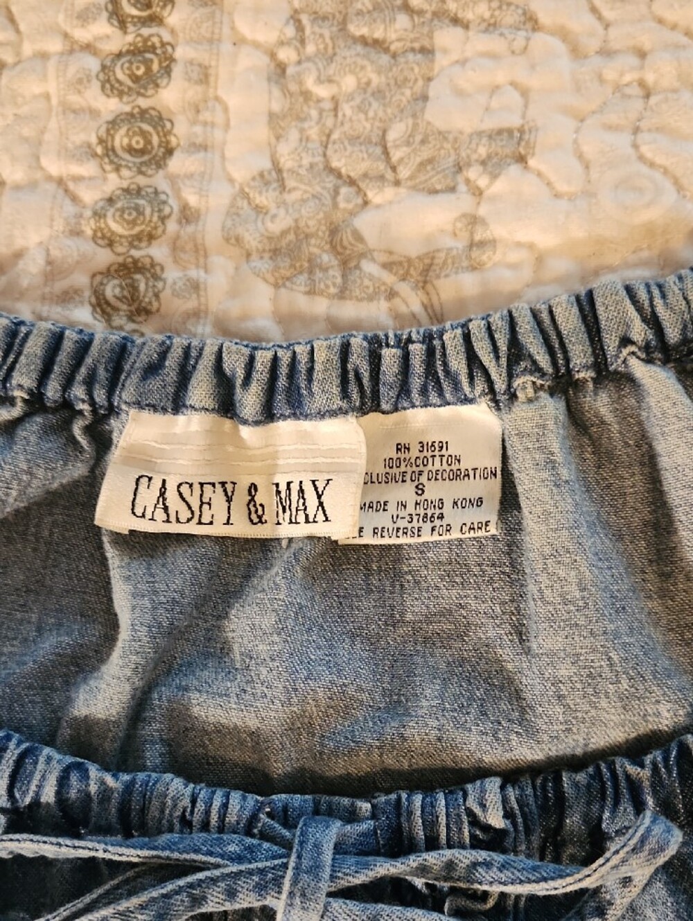 Casey & Max Blue Denim Embroidered Button-Front Top - Picture 2 of 4